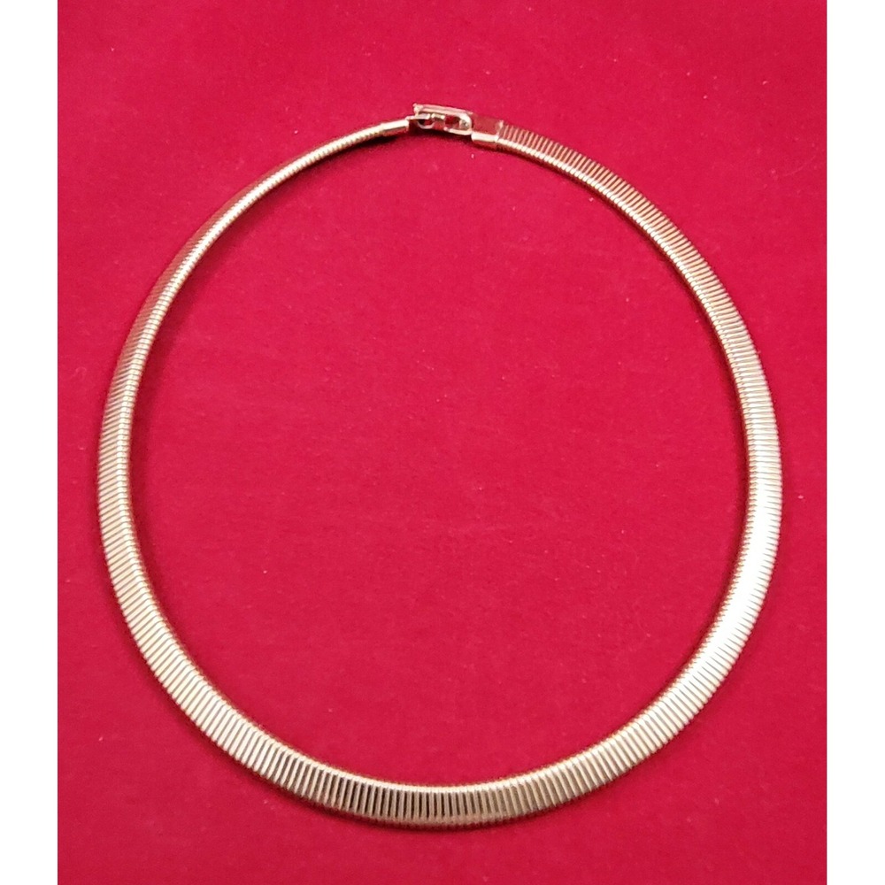 Necklace Gold Tone Collar  Signed LS  17.5"
